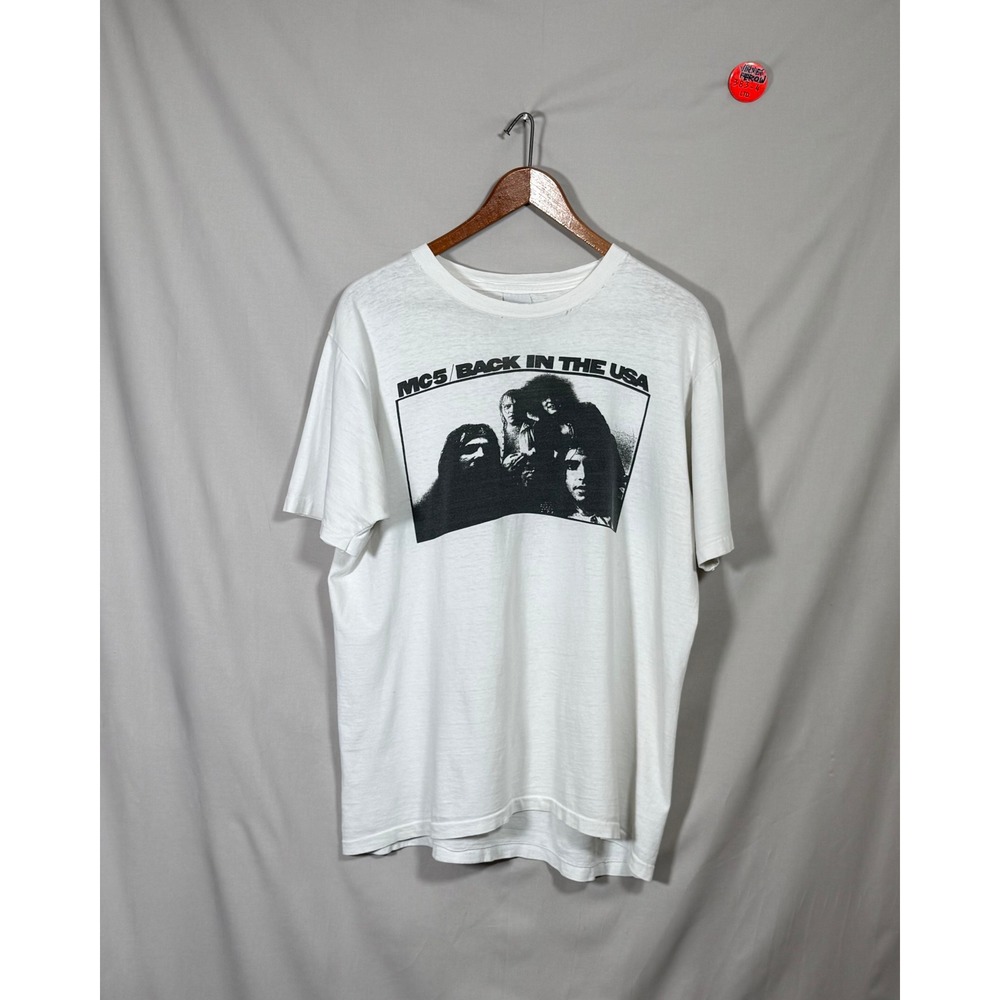 Vintage MC5 Back In The USA Graphic T-Shirt White Rock Band Tee Mens Large